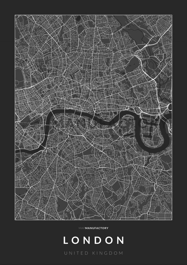 London úthálózata poszteren - sötét