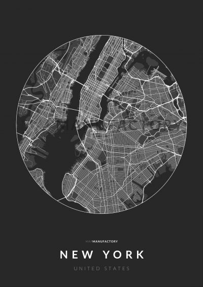 New York úthálózata körben poszteren - sötét-0