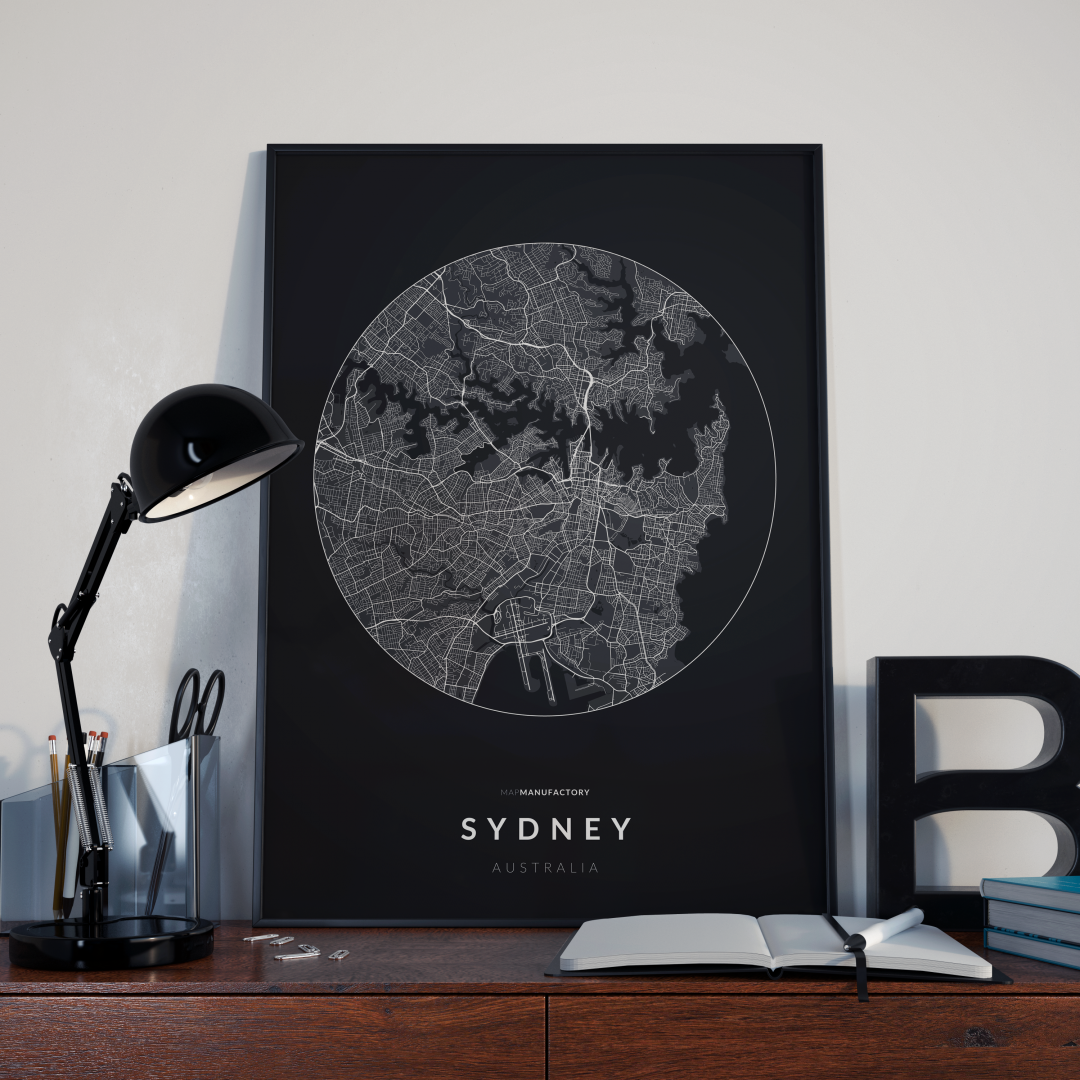 Sydney úthálózata körben vászonképen - sötét