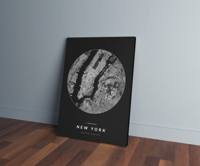 New York épületei körben vászonképen - sötét-0