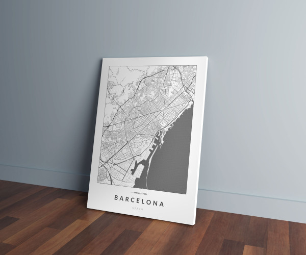 Barcelona úthálózata vászonképen - világos