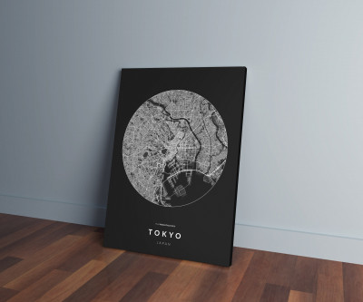 Tokió úthálózata körben vászonképen - sötét-0