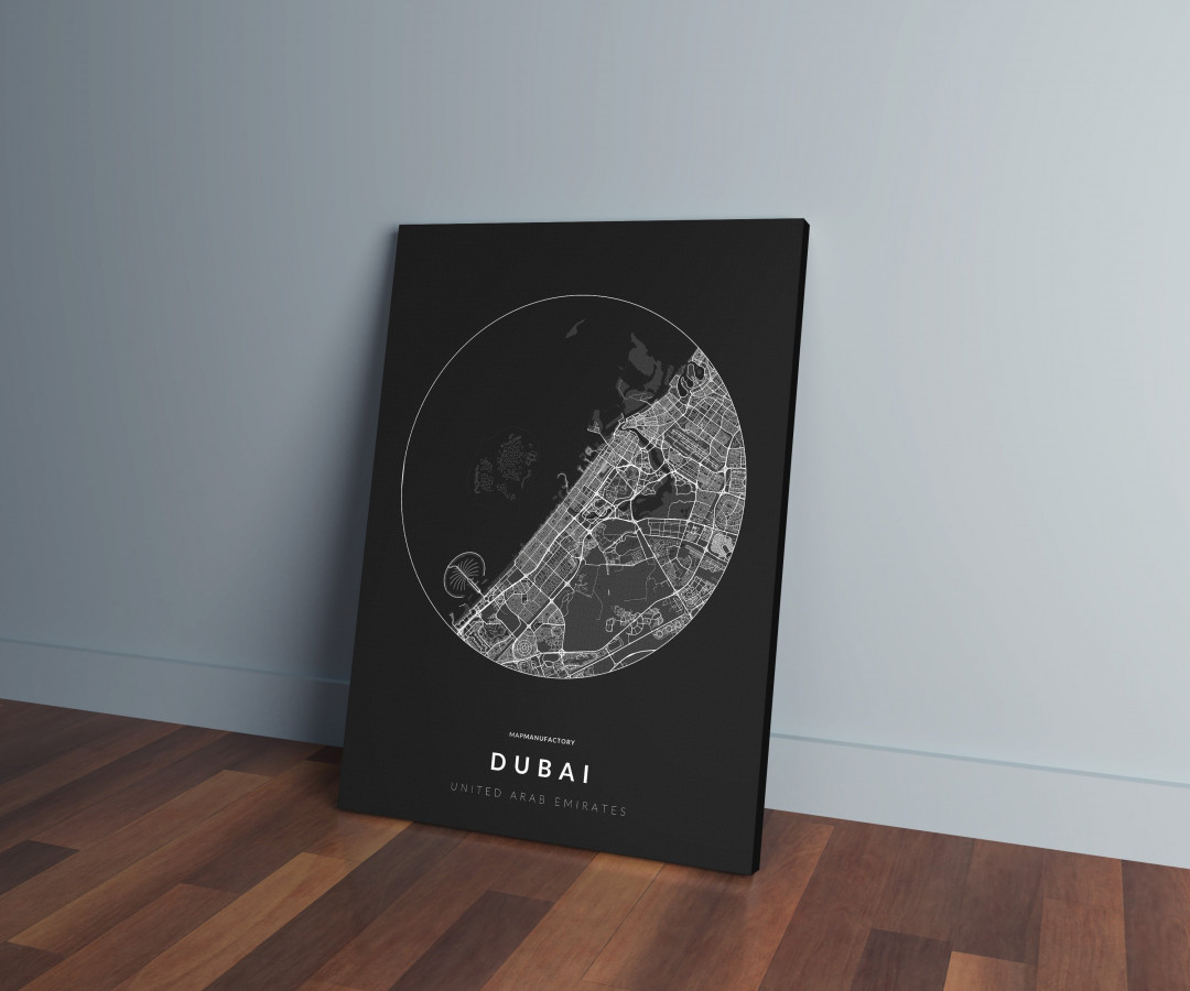 Dubai úthálózata körben vászonképen - sötét