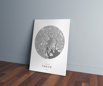 Tokió úthálózata körben vászonképen - világos-0