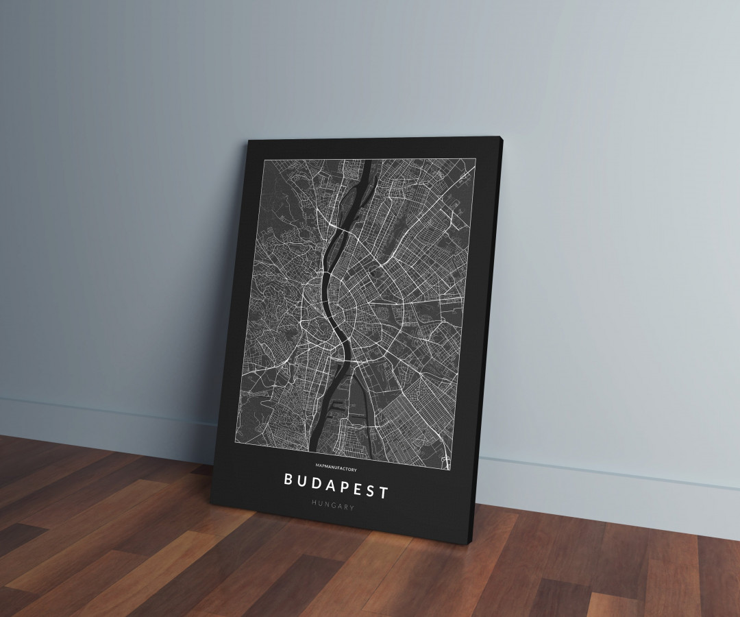 Budapest úthálózata vászonképen - sötét