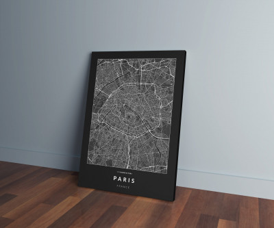 Párizs úthálózata vászonképen - sötét-0