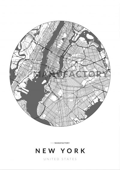 New York úthálózata körben poszteren - világos-0
