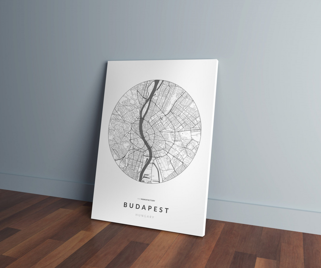 Budapest úthálózata körben vászonképen - világos