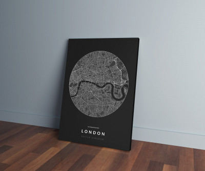 London úthálózata körben vászonképen - sötét