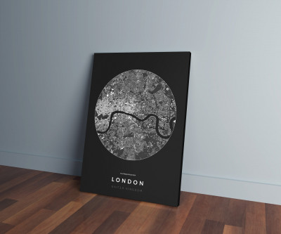 London épületei körben vászonképen - sötét-0