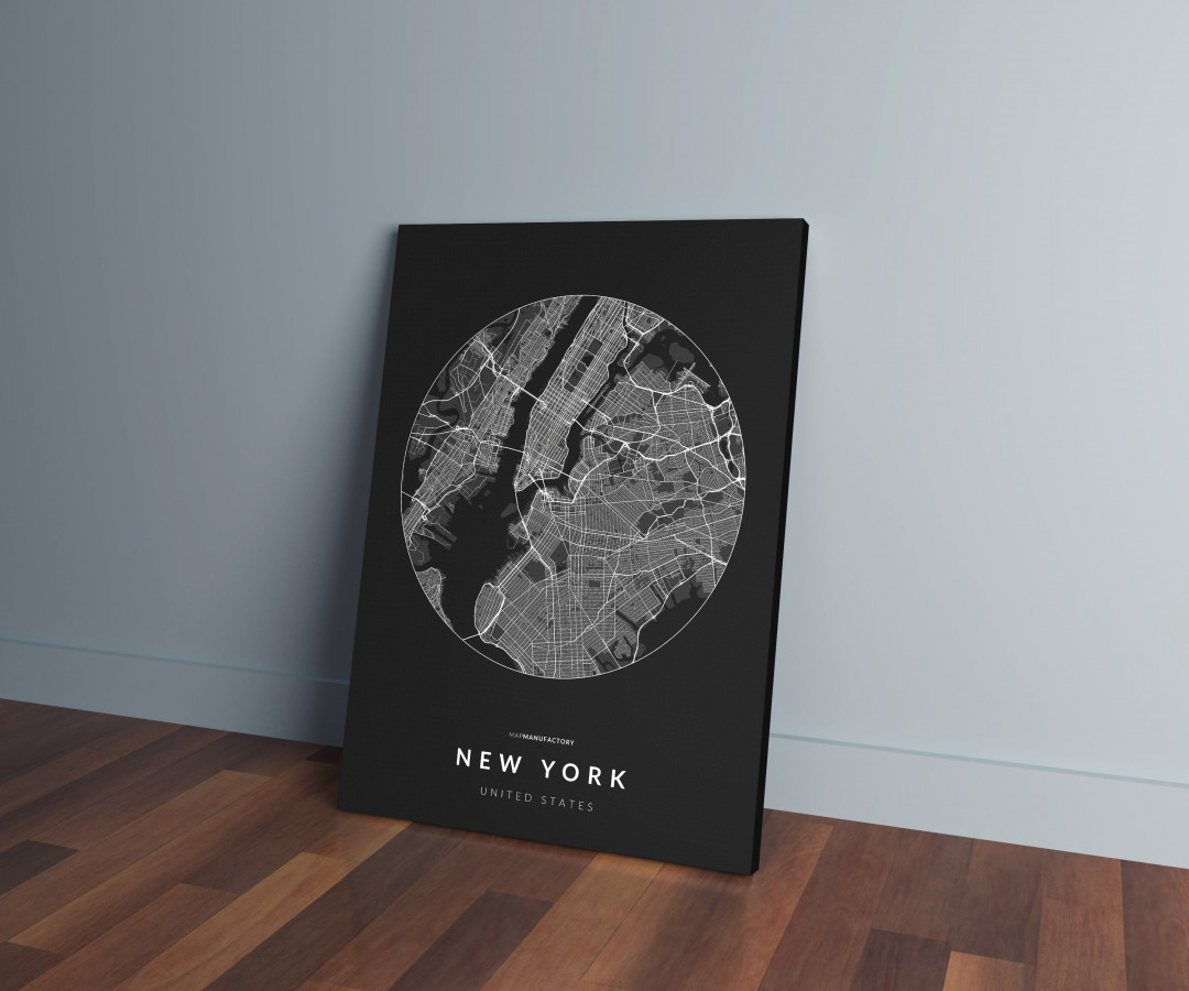 New York úthálózata körben vászonképen - sötét