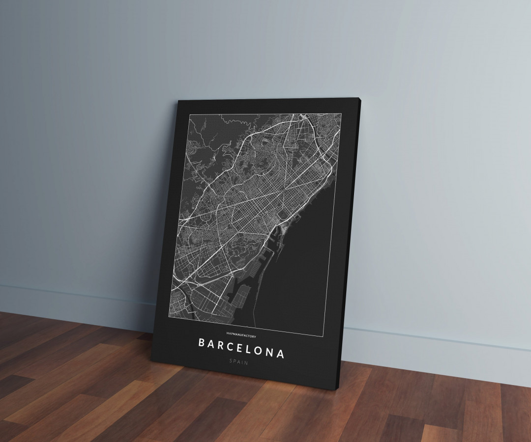 Barcelona úthálózata vászonképen - sötét
