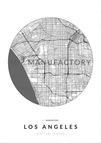 Los Angeles úthálózata körben poszteren - világos-0