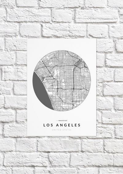Los Angeles úthálózata körben poszteren - világos-1