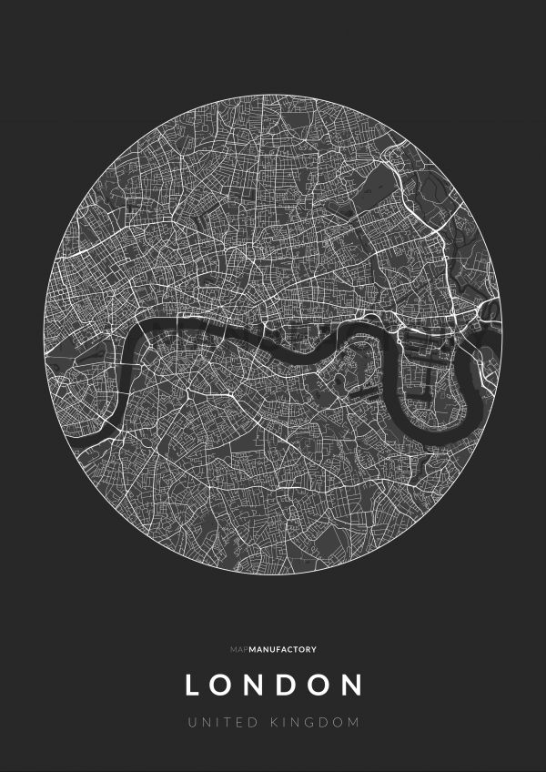 London úthálózata körben poszteren - sötét
