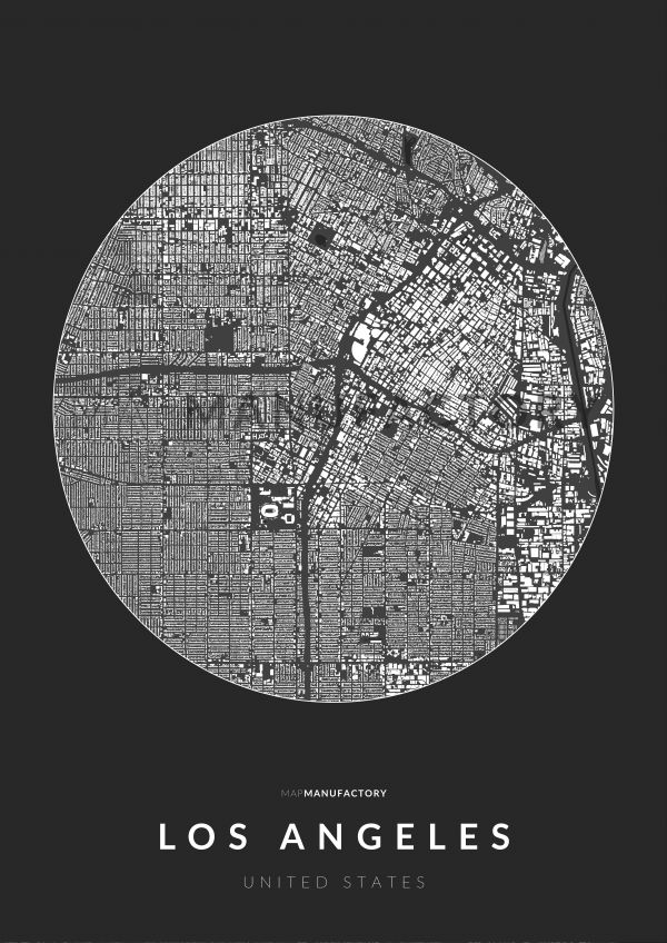 Los Angeles épületei körben poszteren - sötét