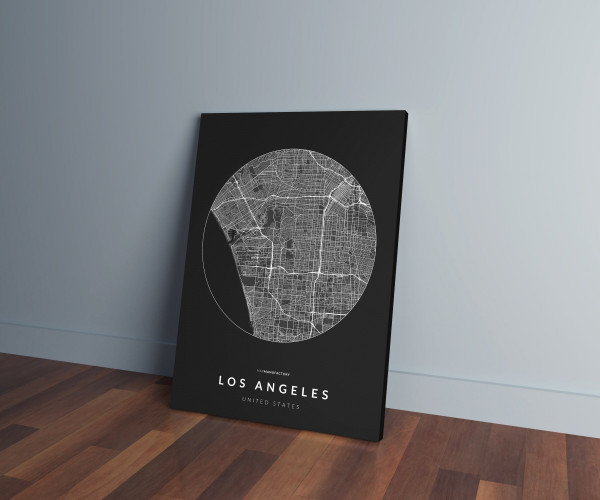 Los Angeles úthálózata körben vászonképen - sötét