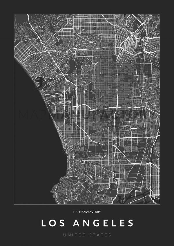 Los Angeles úthálózata poszteren - sötét